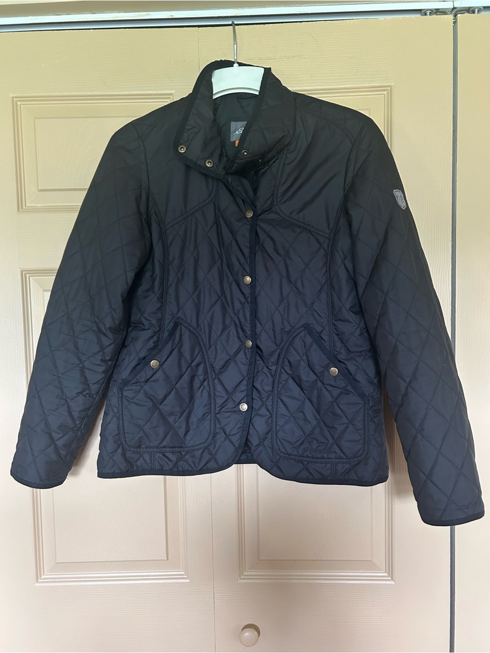 Eddie Bauer Dark Navy Diamond-Quilted Snap Puffer Jacket
